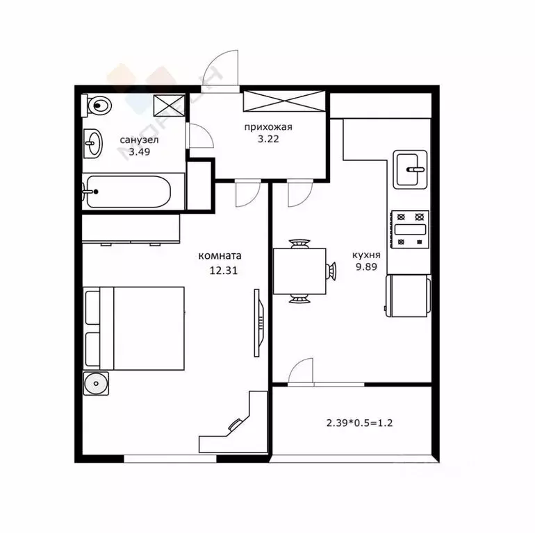 1-комнатная квартира: Краснодар, Воронежская улица, 47/14 (30.5 м) - Фото 1