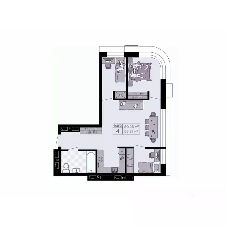 4-к кв. Приморский край, Владивосток Академгородок мкр,  (55.31 м) - Фото 0