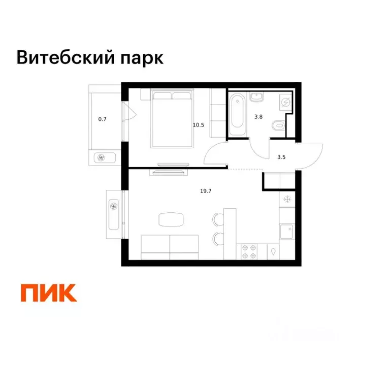 1-к кв. Санкт-Петербург Витебский Парк жилой комплекс (38.2 м) - Фото 1