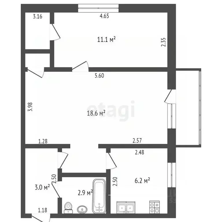2-к кв. Ростовская область, Ростов-на-Дону ул. Дранко, 110 (43.5 м) - Фото 2