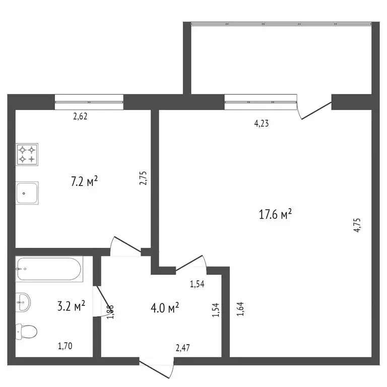 1-комнатная квартира: Ишим, улица Чернышевского, 2 (32 м) - Фото 1
