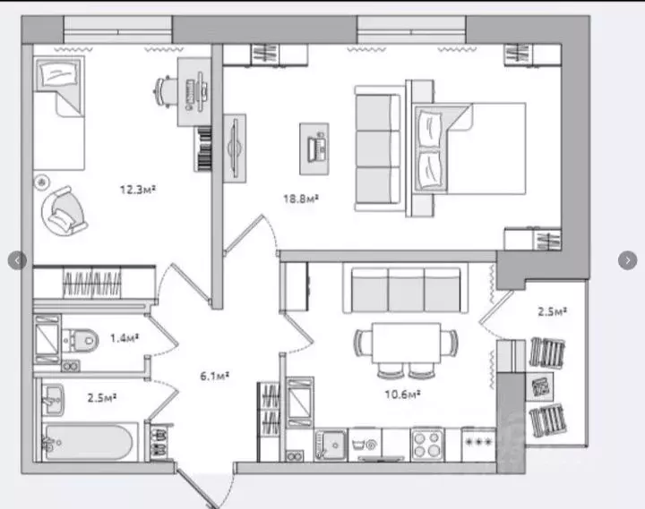 2-к кв. Санкт-Петербург ул. Русановская, 16к3 (55.0 м) - Фото 1