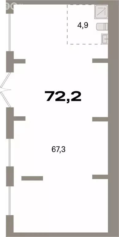 Помещение свободного назначения (72.2 м) - Фото 1