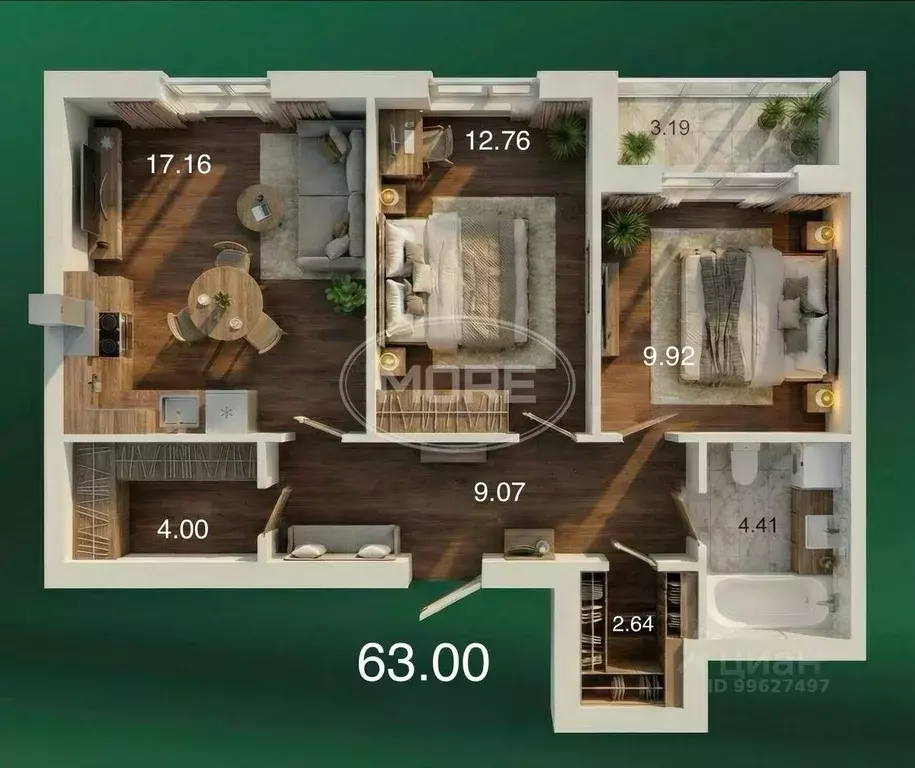 2-к кв. Калининградская область, Гурьевский муниципальный округ, пос. ... - Фото 2