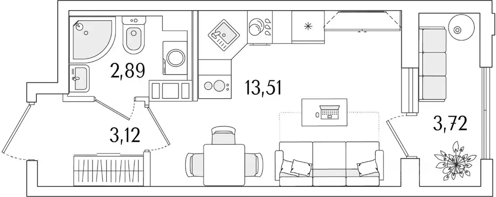 Студия Санкт-Петербург Гранат жилой комплекс (21.38 м) - Фото 1