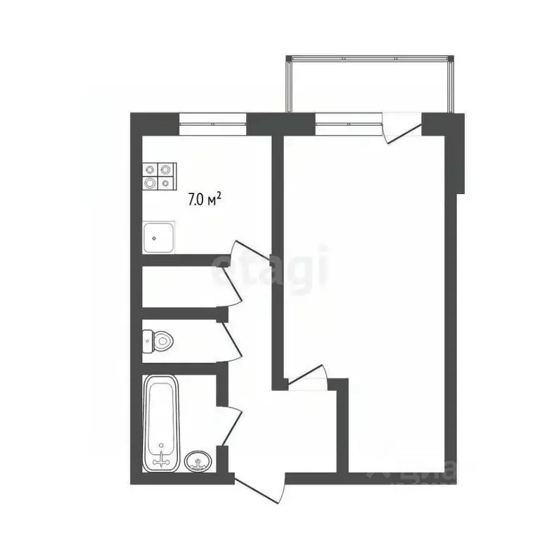 1-к кв. Тюменская область, Тюмень Камчатская ул., 1 (35.6 м) - Фото 2