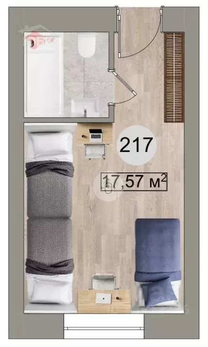 Студия Крым, Черноморское пгт ул. Сигнальная, 2В (18.0 м) - Фото 2