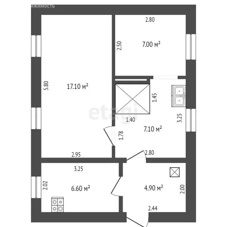 2-комнатная квартира: Выкса, улица Комарова, 15 (42.7 м) - Фото 0