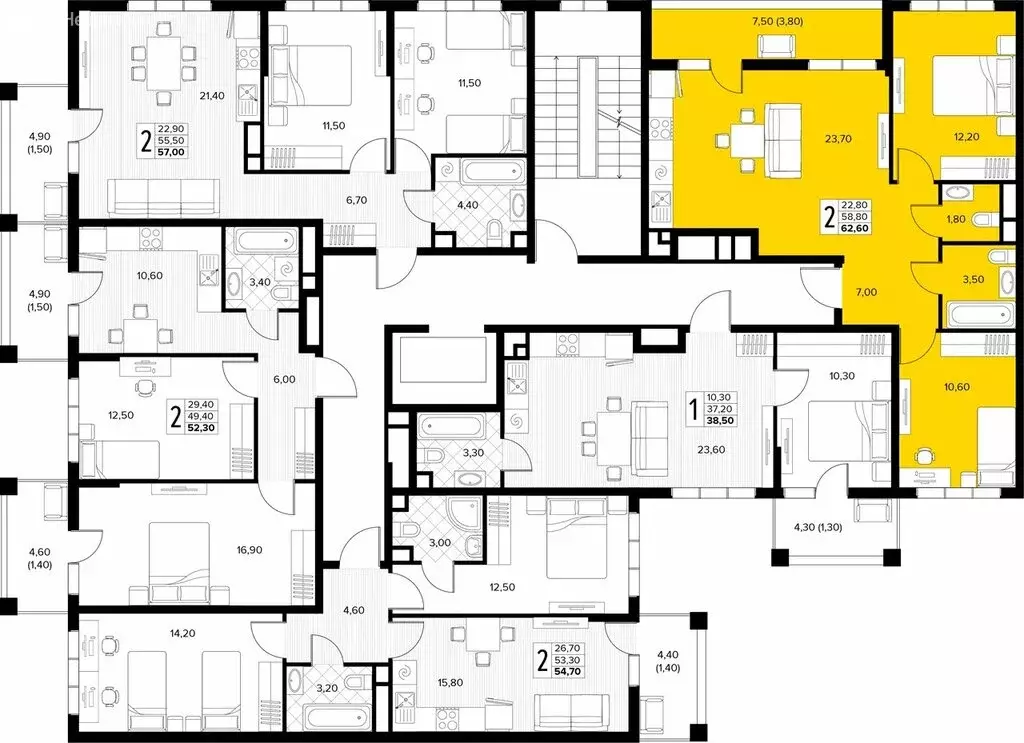 2-комнатная квартира: Сукко, жилой комплекс Кипарис (62.6 м) - Фото 2