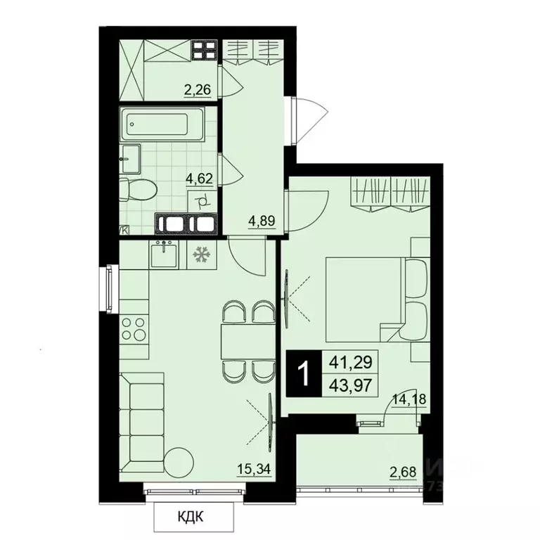 1-к кв. Самарская область, Самара АмГрад жилой комплекс (42.63 м) - Фото 0