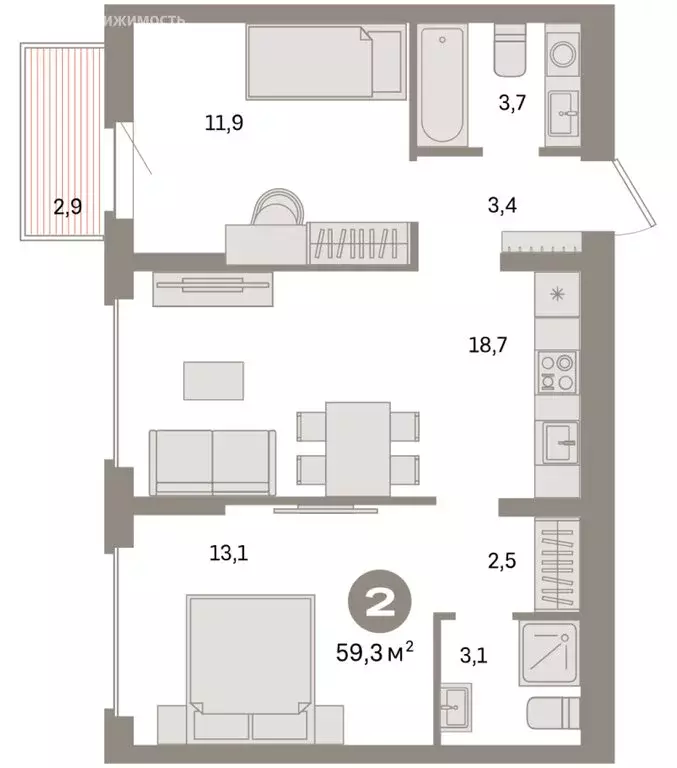 2-комнатная квартира: Екатеринбург, жилой район Сортировочный, ... - Фото 1