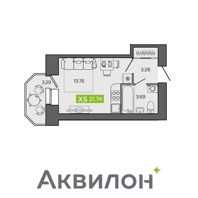 Студия Архангельская область, Северодвинск ул. Ломоносова, 79к3 (21.74 ... - Фото 1