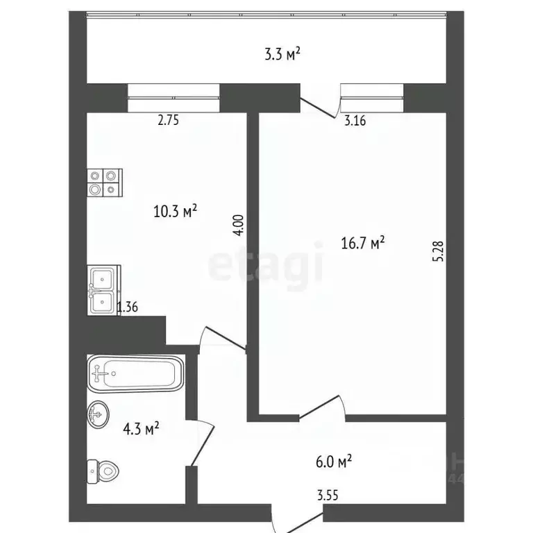 1-к кв. Тюменская область, Тюмень Харьковская ул., 65 (40.6 м) - Фото 2