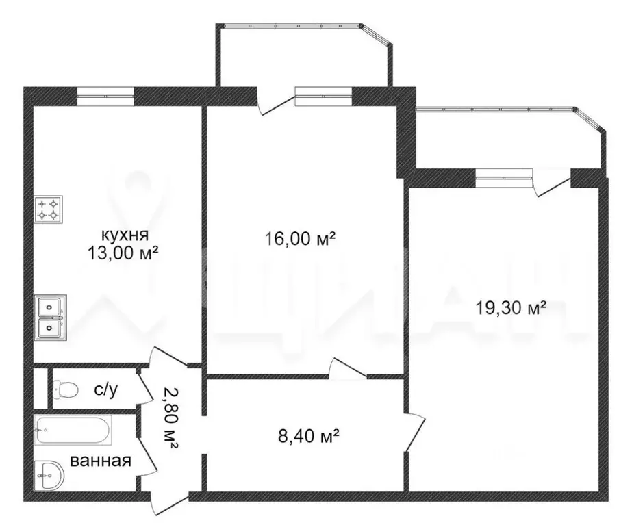 2-к кв. Тюменская область, Тюмень Широтная ул., 35 (65.8 м) - Фото 2