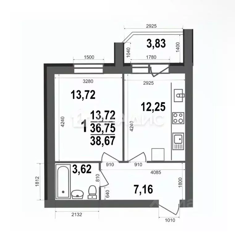 1-к кв. Владимирская область, Ковров ул. 9 Мая, 8 (38.7 м) - Фото 1