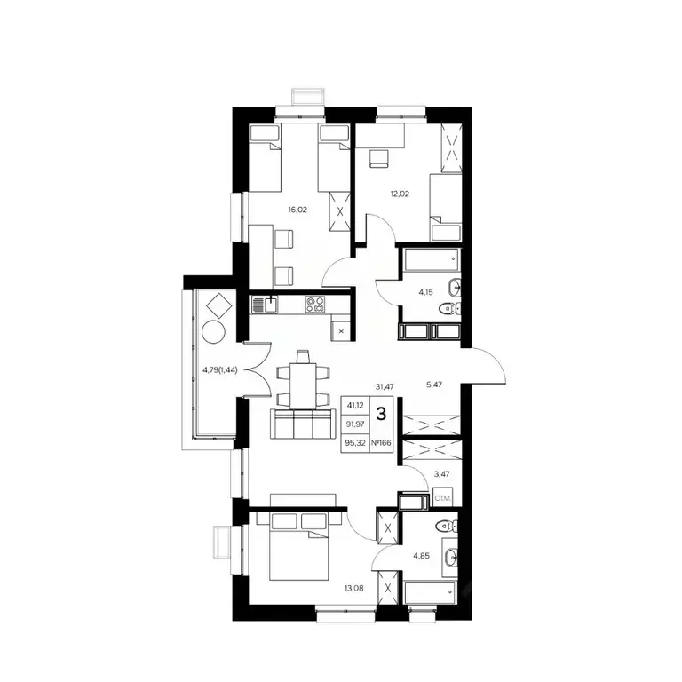 3-к кв. Калужская область, Обнинск Заовражье жилрайон, Новый город ... - Фото 1