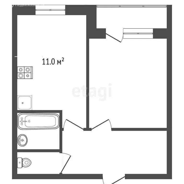 1-комнатная квартира: Рыбинск, набережная Космонавтов, 25 (34.3 м) - Фото 0