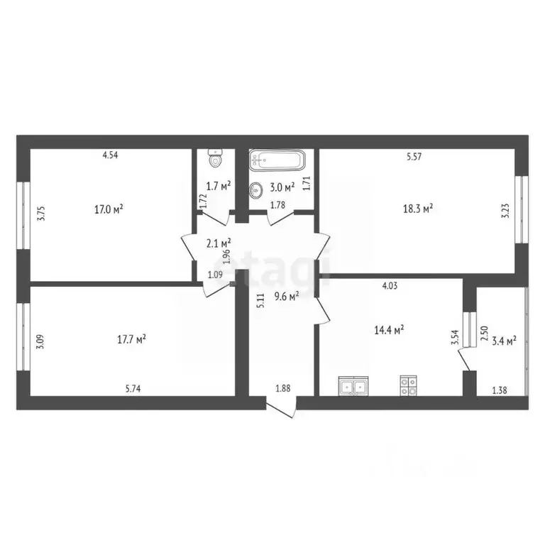 3-к кв. Марий Эл, Йошкар-Ола ул. Карла Маркса, 126 (85.5 м) - Фото 1