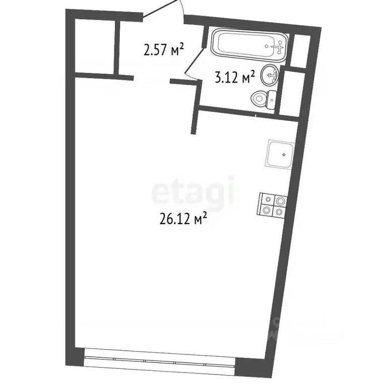 Студия Московская область, Королев ул. Академика Легостаева, 8 (32.0 ... - Фото 2