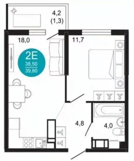 1-к кв. Краснодарский край, Новороссийск ул. Куникова, 47 (39.7 м) - Фото 2