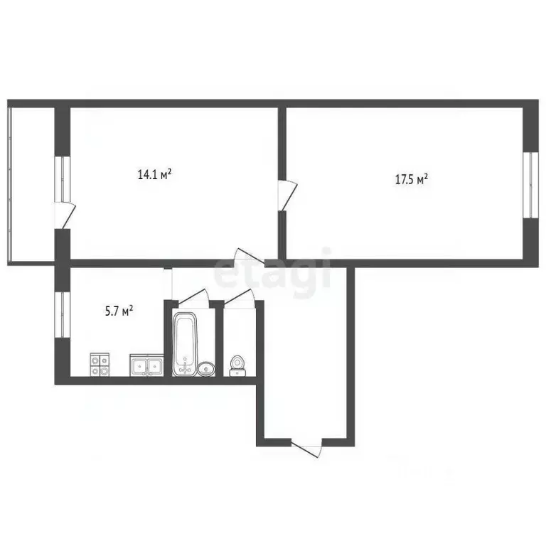 2-к кв. Кемеровская область, Березовский просп. Ленина, 24 (46.1 м) - Фото 2