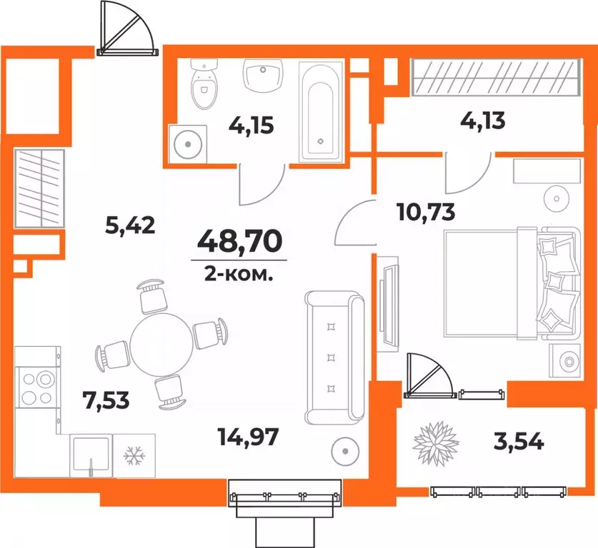 2-к кв. Хабаровский край, Хабаровск Брянский пер. (48.7 м) - Фото 1
