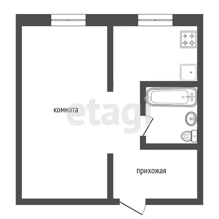 1-комнатная квартира: Юрга, улица Мира, 3А (35 м) - Фото 1