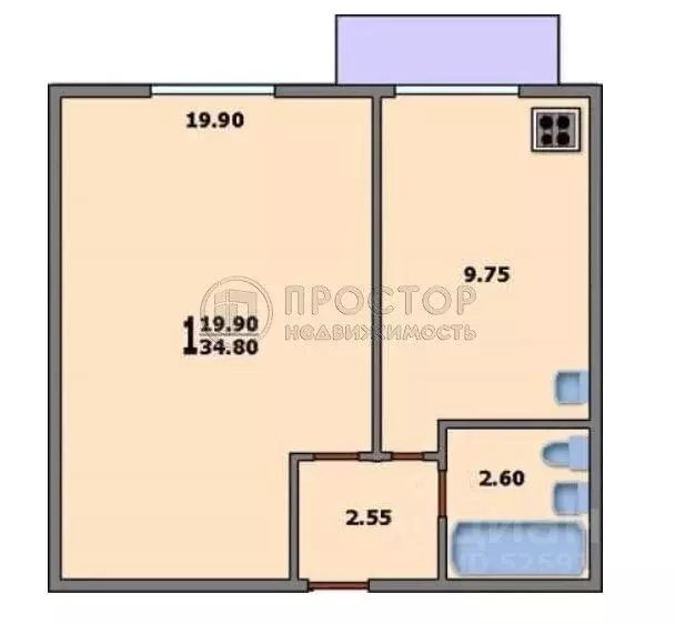 1-к кв. Москва ул. 2-я Синичкина, 13 (35.0 м) - Фото 2