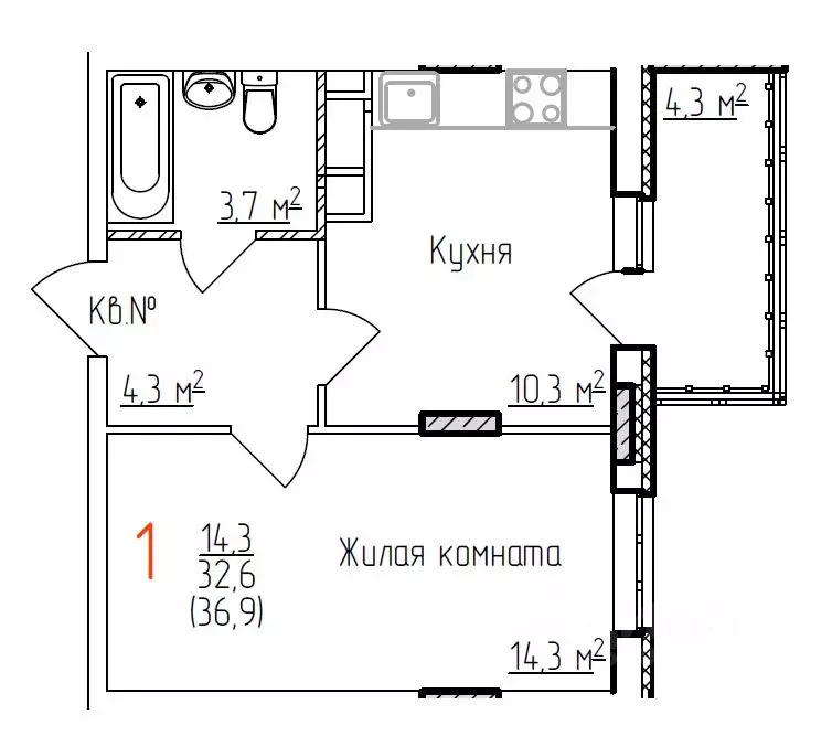 1-к кв. Владимирская область, Владимир Добросельская ул., 178 (36.9 м) - Фото 0