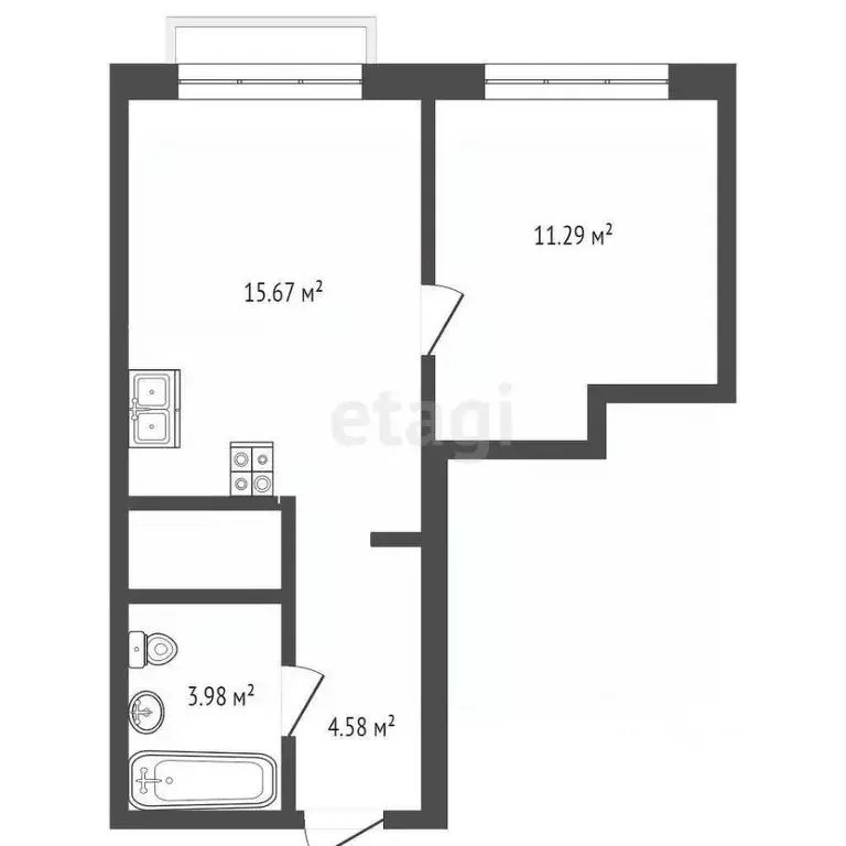 1-к кв. Тюменская область, Тюмень ул. Краснооктябрьская, 4Ак2 (35.5 м) - Фото 1