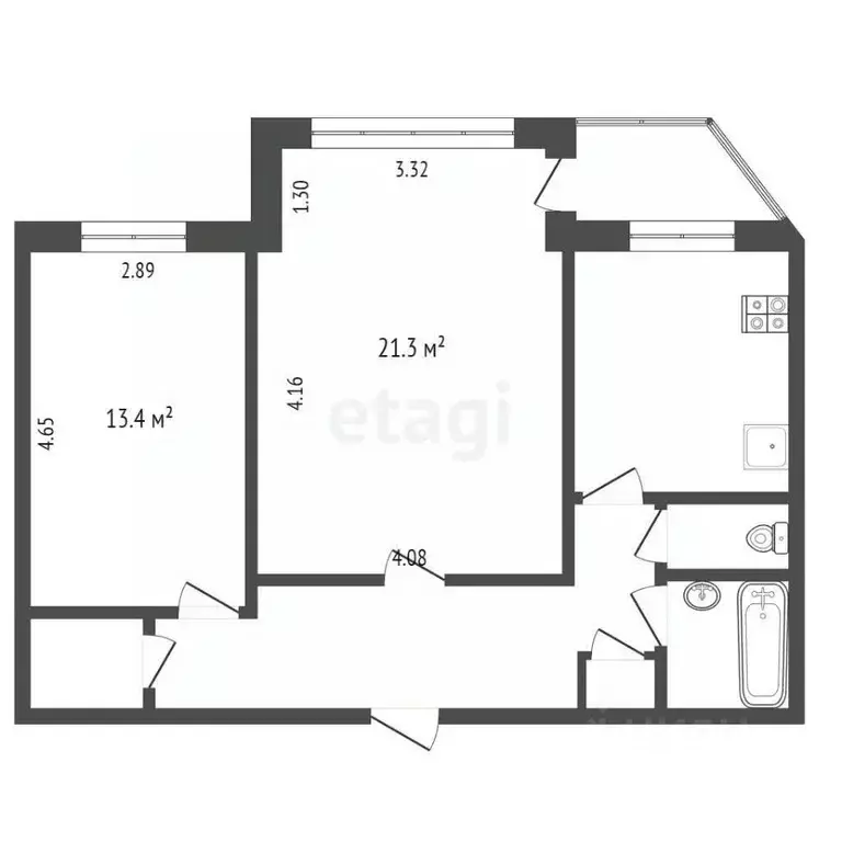 2-к кв. Ханты-Мансийский АО, Сургут ул. Энтузиастов, 8 (60.3 м) - Фото 1