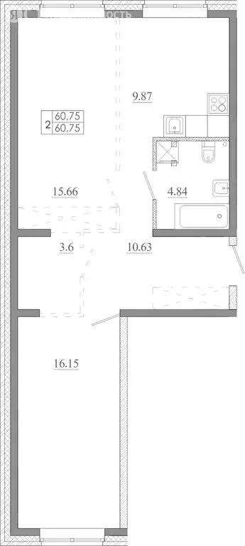 2-комнатная квартира: Иркутск, улица Баумана, 271/2 (60.75 м) - Фото 1