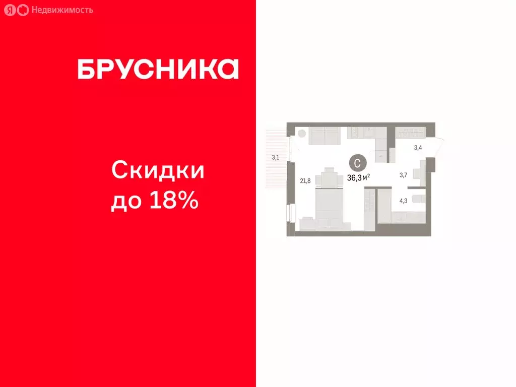 Квартира-студия: Челябинская область, Сосновский муниципальный округ, ... - Фото 1