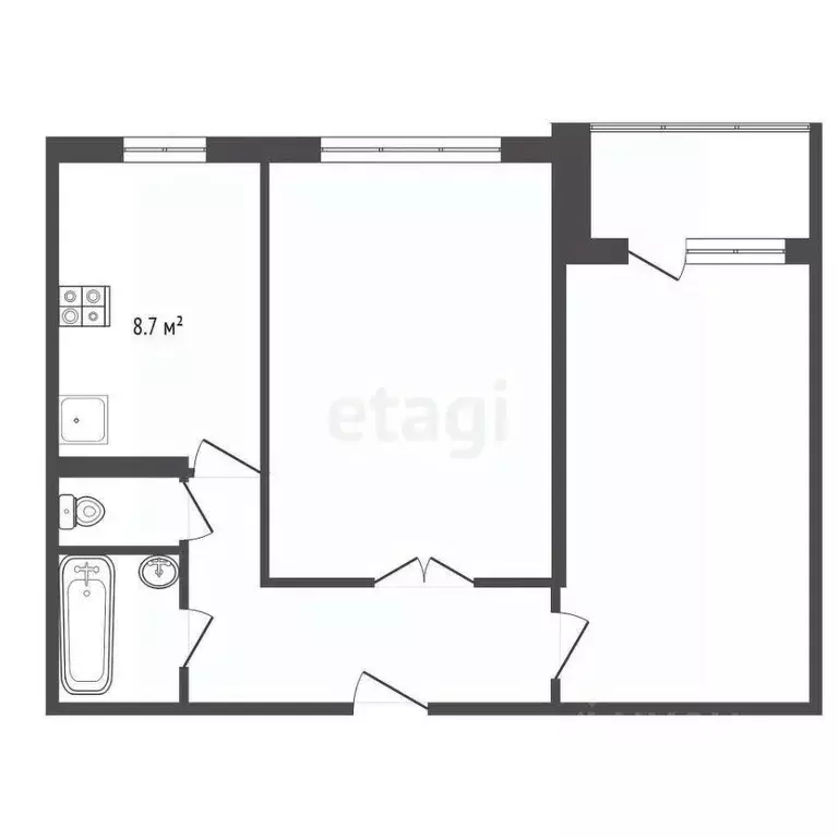 2-к кв. Татарстан, Набережные Челны 32-й комплекс, 6 (51.3 м) - Фото 2