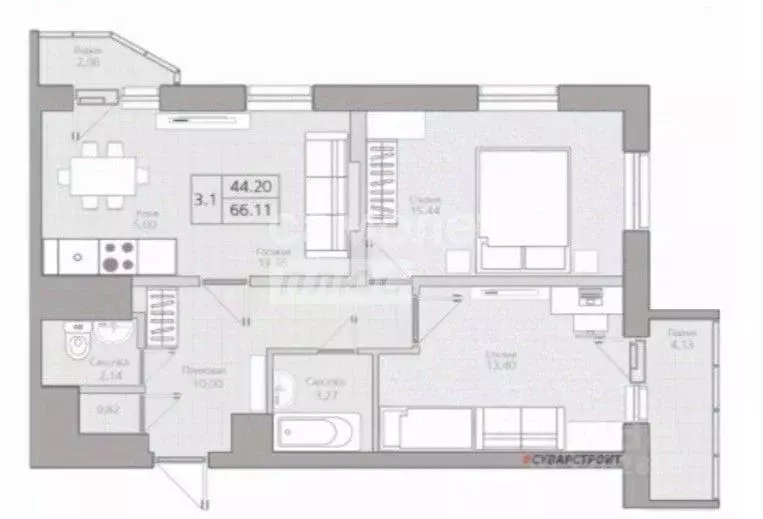 3-к кв. Татарстан, Казань Залесный жилмассив, ул. Гавриила Державина, ... - Фото 2
