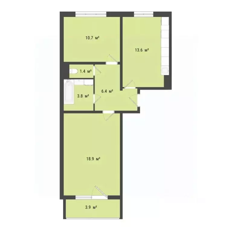 2-к кв. Омская область, Омск Сады Наука мкр, с1 (55.1 м) - Фото 0
