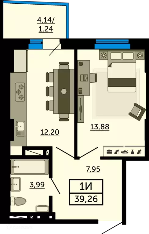 Продаётся 1-к квартира, 39.3 м - Фото 0
