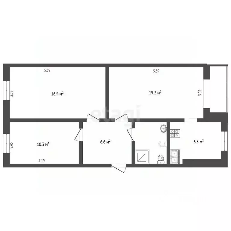 3-к кв. Ярославская область, Тутаев ул. Моторостроителей, 41 (62.1 м) - Фото 1