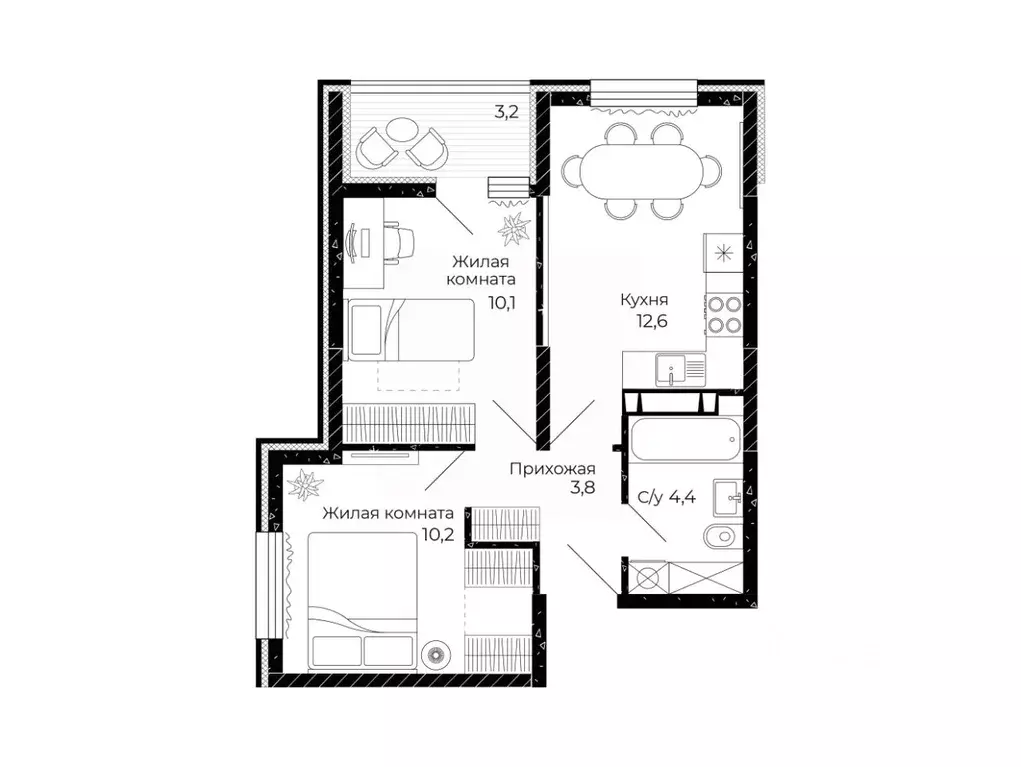 2-к кв. Ростовская область, Аксай  (42.7 м) - Фото 2