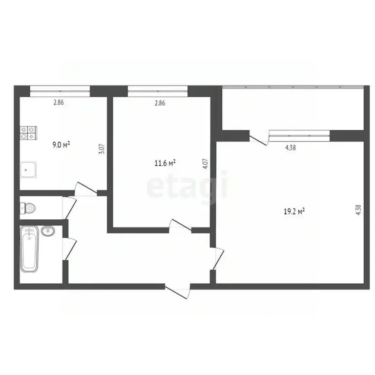 2-к кв. Тюменская область, Тобольск 4-й мкр, 27 (41.7 м) - Фото 2