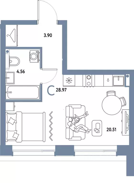 Студия Московская область, Мытищи Страна.Парковая жилой комплекс ... - Фото 1
