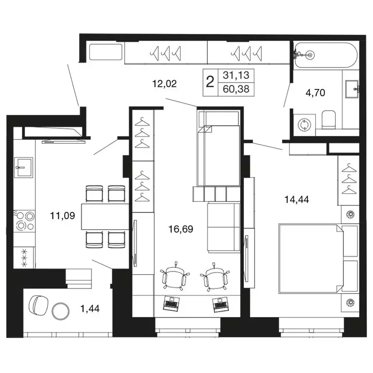 2-комнатная квартира: Апрелевка, жилой комплекс Времена Года, к11 ... - Фото 1