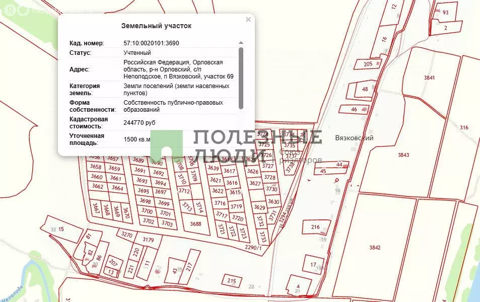 Участок в Орловский муниципальный округ, посёлок Вязковский (15 м) - Фото 1
