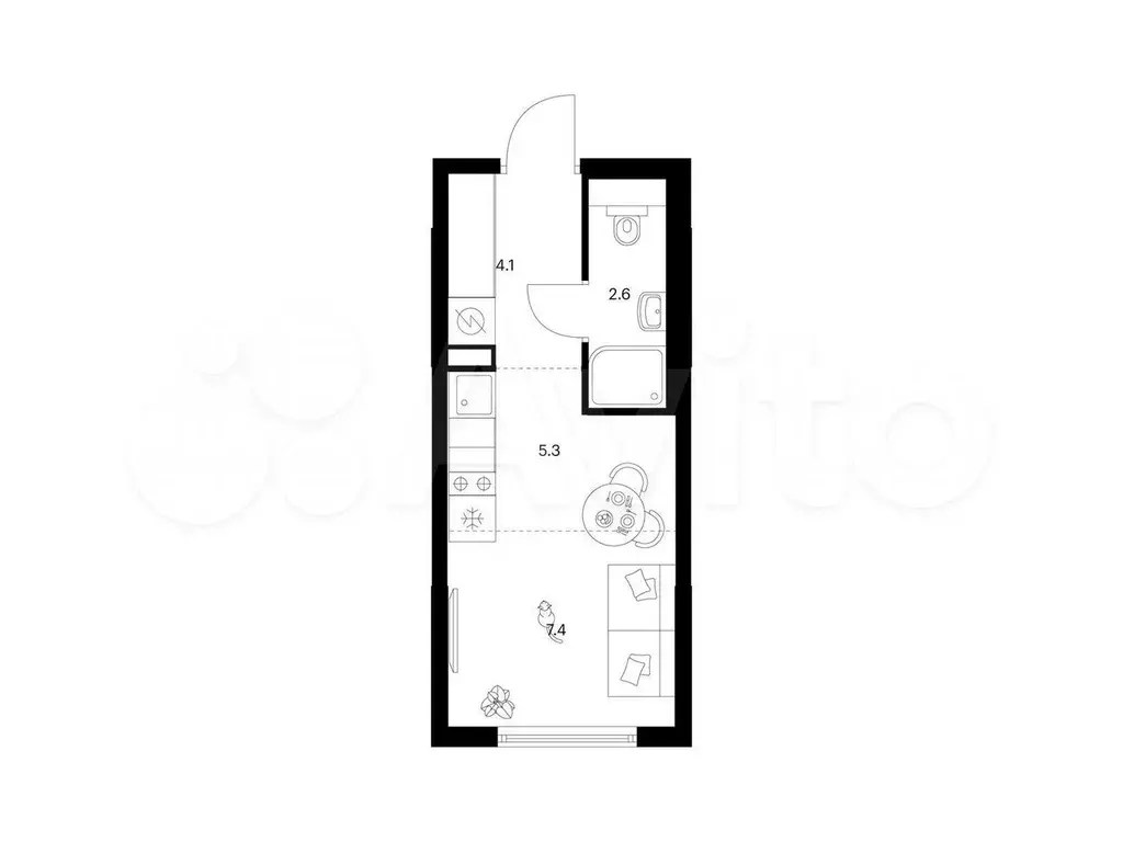 Квартира-студия, 19,4 м, 20/24 эт. - Фото 0