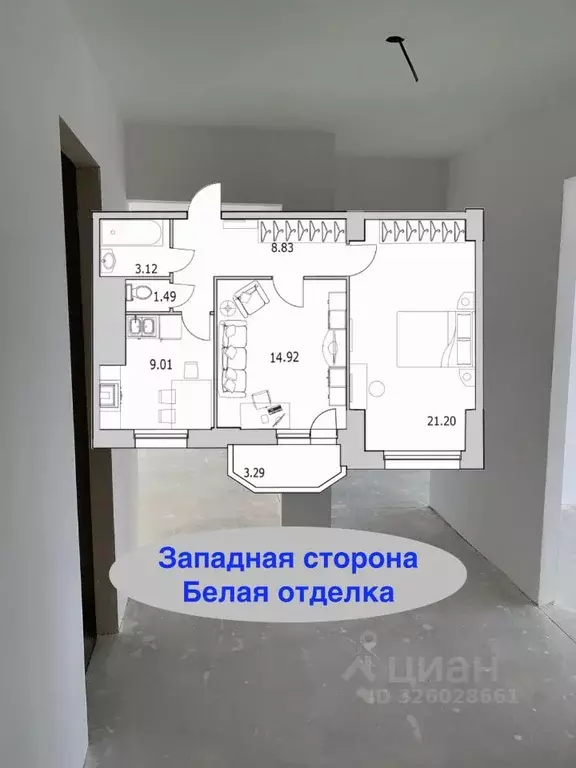 2-к кв. Санкт-Петербург ул. Кустодиева, 7к1 (61.0 м) - Фото 1