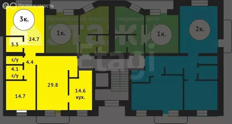 3-комнатная квартира: Энгельс, улица Тельмана, 158 (60.4 м) - Фото 1