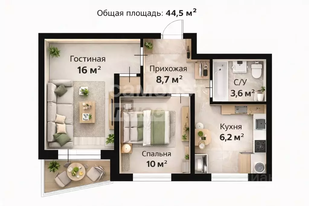 2-к кв. Москва Кировоградская ул., 24К1 (44.5 м) - Фото 2