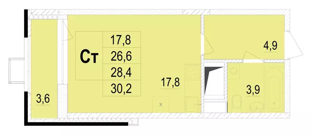 Студия Московская область, Мытищи ул. Академика Каргина, 25 (28.4 м) - Фото 0