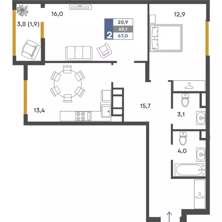 2-к кв. Крым, Симферопольский район, Добровское с/пос, с. Перевальное ... - Фото 1