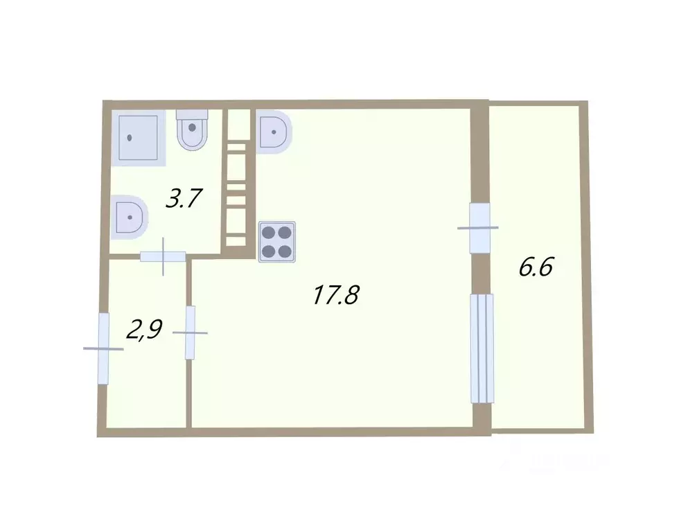 Студия Санкт-Петербург ул. Ультрамариновая, 8 (24.4 м) - Фото 2